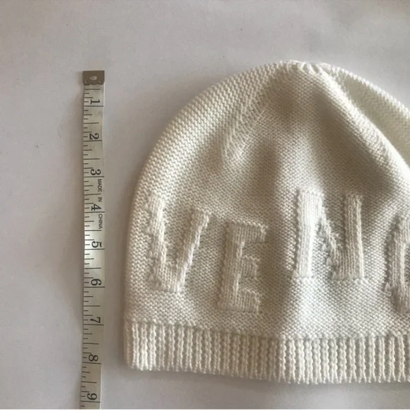 Givenchy Tonal Raised Logo Jacquard Knit Wool Beanie Hat Cream Off White NWT - Picture 9 of 15